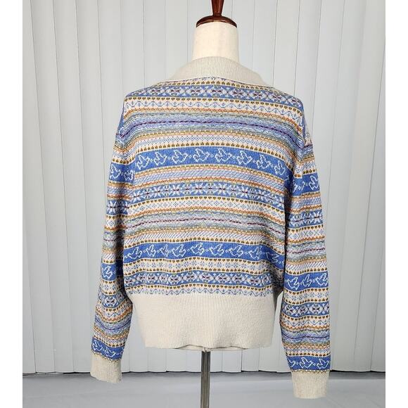J. Crew Collared Fair Isle Sweater Lambswool Blend Long Sleeve Size Large - Picture 3 of 10